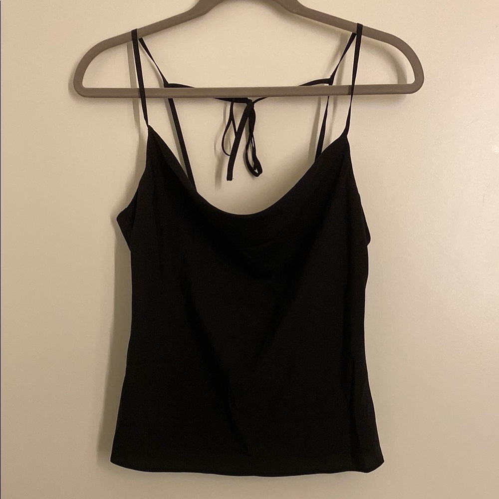 Topshop Black Backless Tie Front Camisole